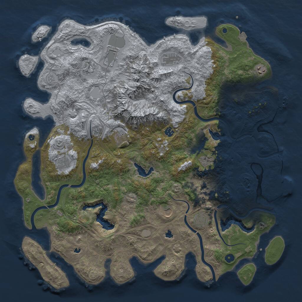 Rust Map: Procedural Map, Size: 5000, Seed: 10291092, 17 Monuments