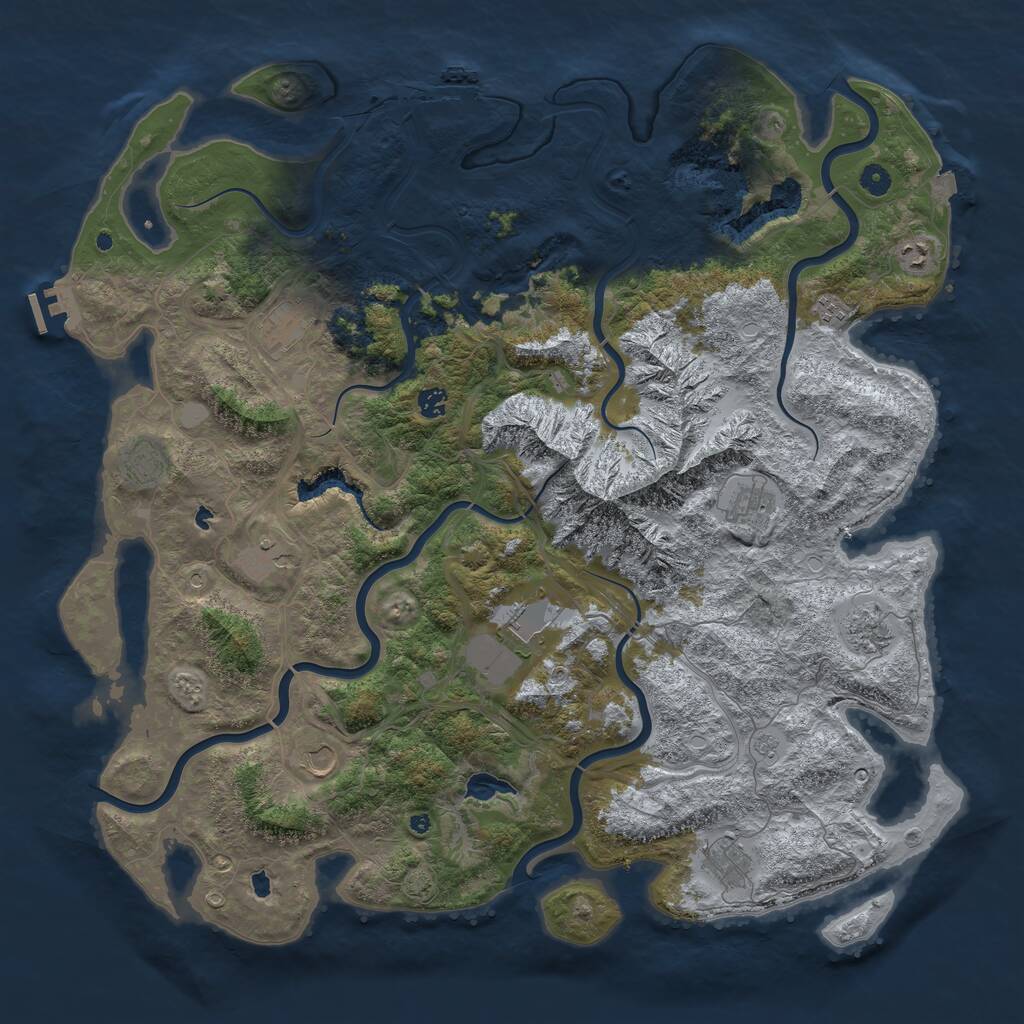 Rust Map: Procedural Map, Size: 5000, Seed: 255478945, 17 Monuments