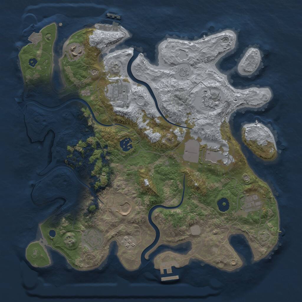 Rust Map: Procedural Map, Size: 3500, Seed: 223086388, 15 Monuments