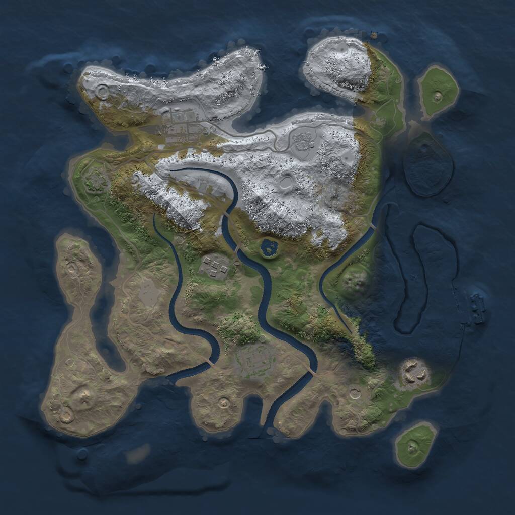 Rust Map: Procedural Map, Size: 3000, Seed: 1347, 9 Monuments