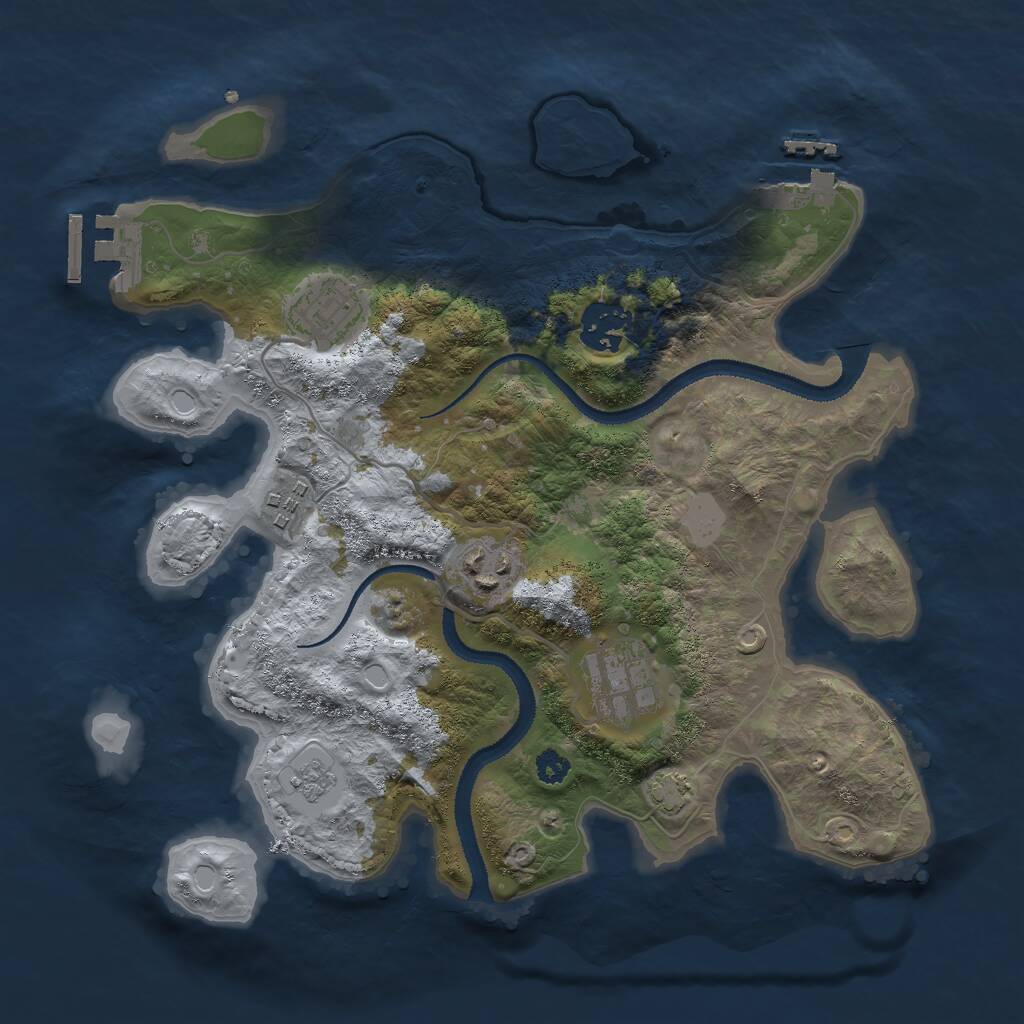 Rust Map: Procedural Map, Size: 3000, Seed: 21937, 10 Monuments