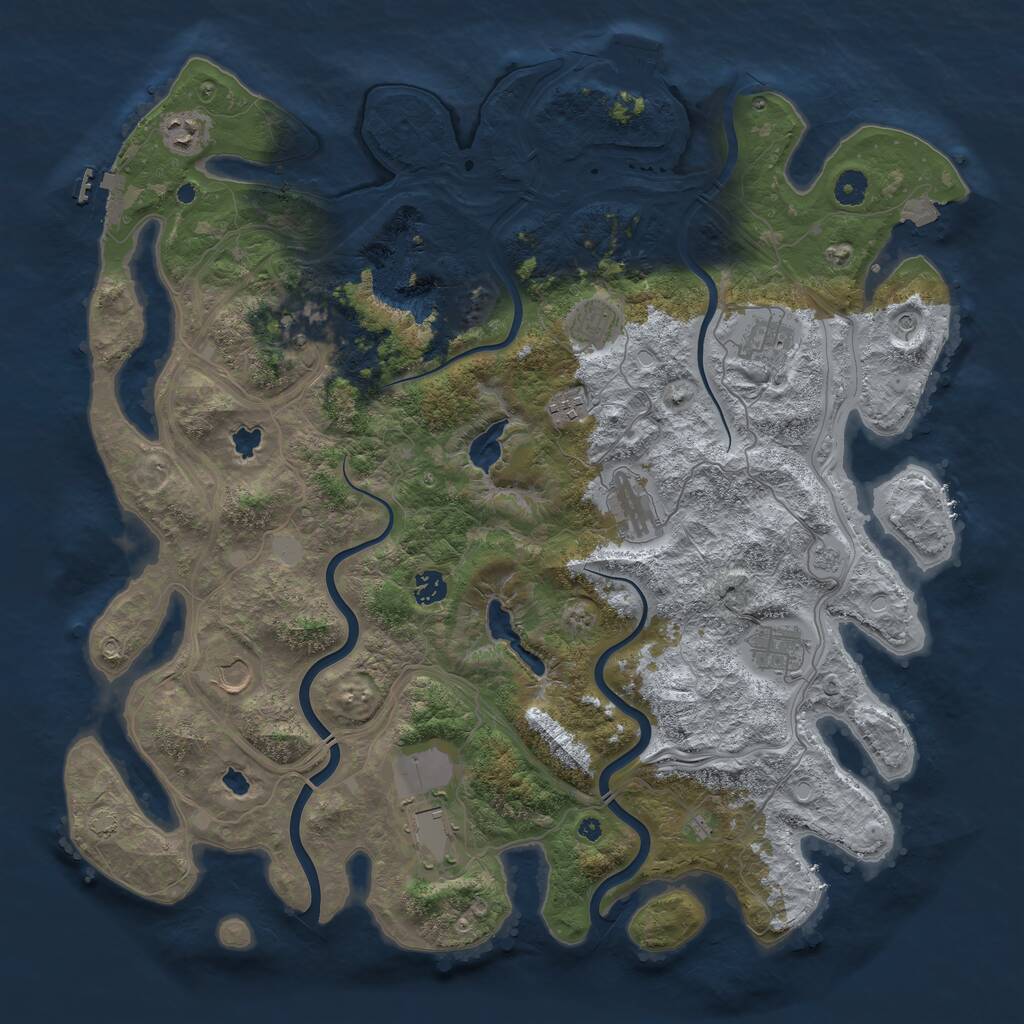 Rust Map: Procedural Map, Size: 4500, Seed: 277954246, 16 Monuments