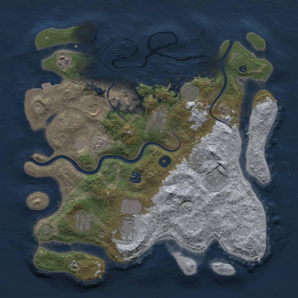 Rust Map: Procedural Map, Size: 3800, Seed: 1491682122, 13 Monuments