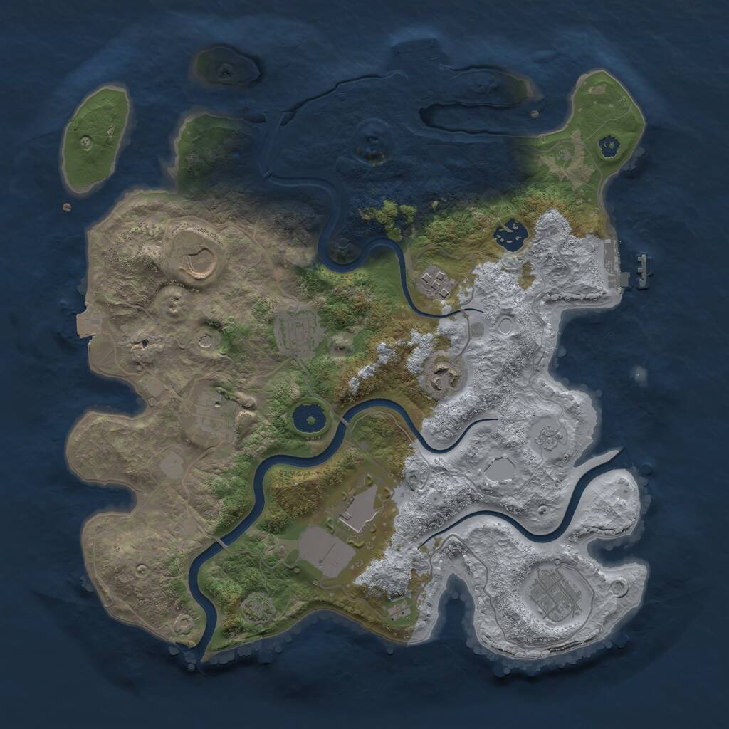 Rust Map: Procedural Map, Size: 3500, Seed: 23464, 14 Monuments