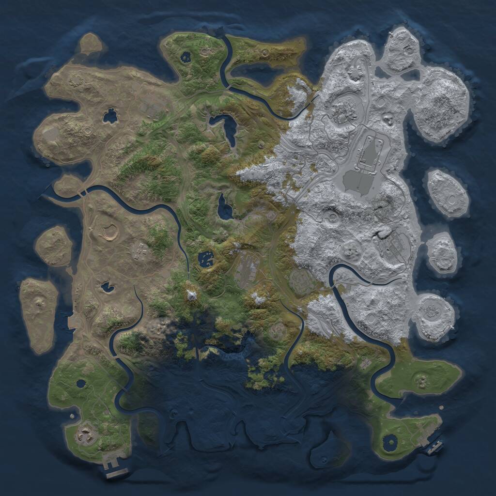 Rust Map: Procedural Map, Size: 4500, Seed: 14357, 16 Monuments