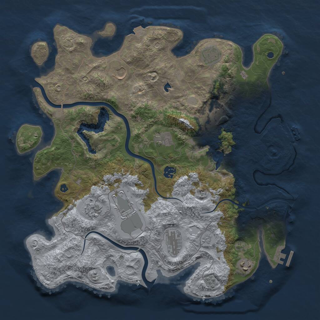 Rust Map: Procedural Map, Size: 4000, Seed: 212039763, 16 Monuments