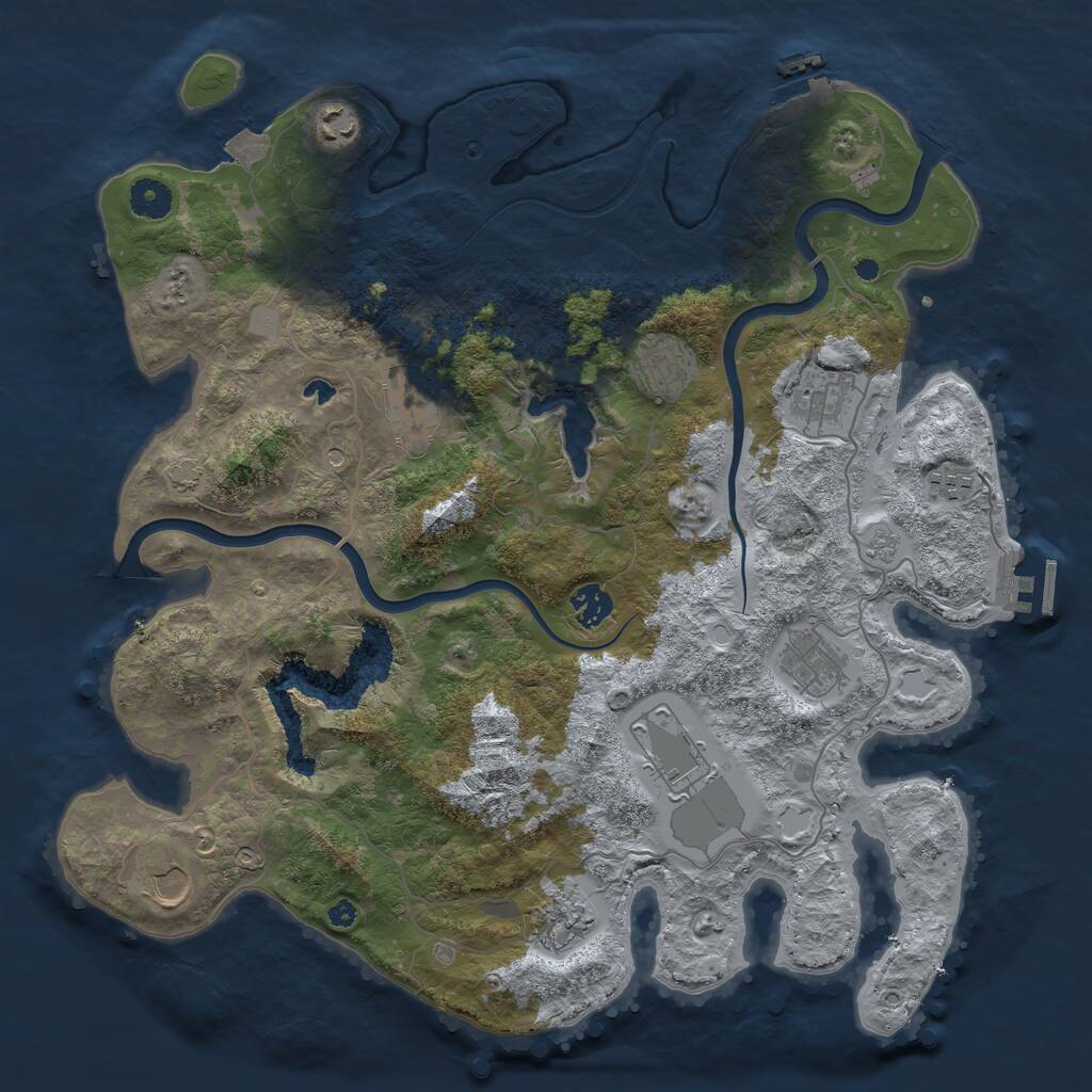 Rust Map: Procedural Map, Size: 4000, Seed: 873822476, 16 Monuments