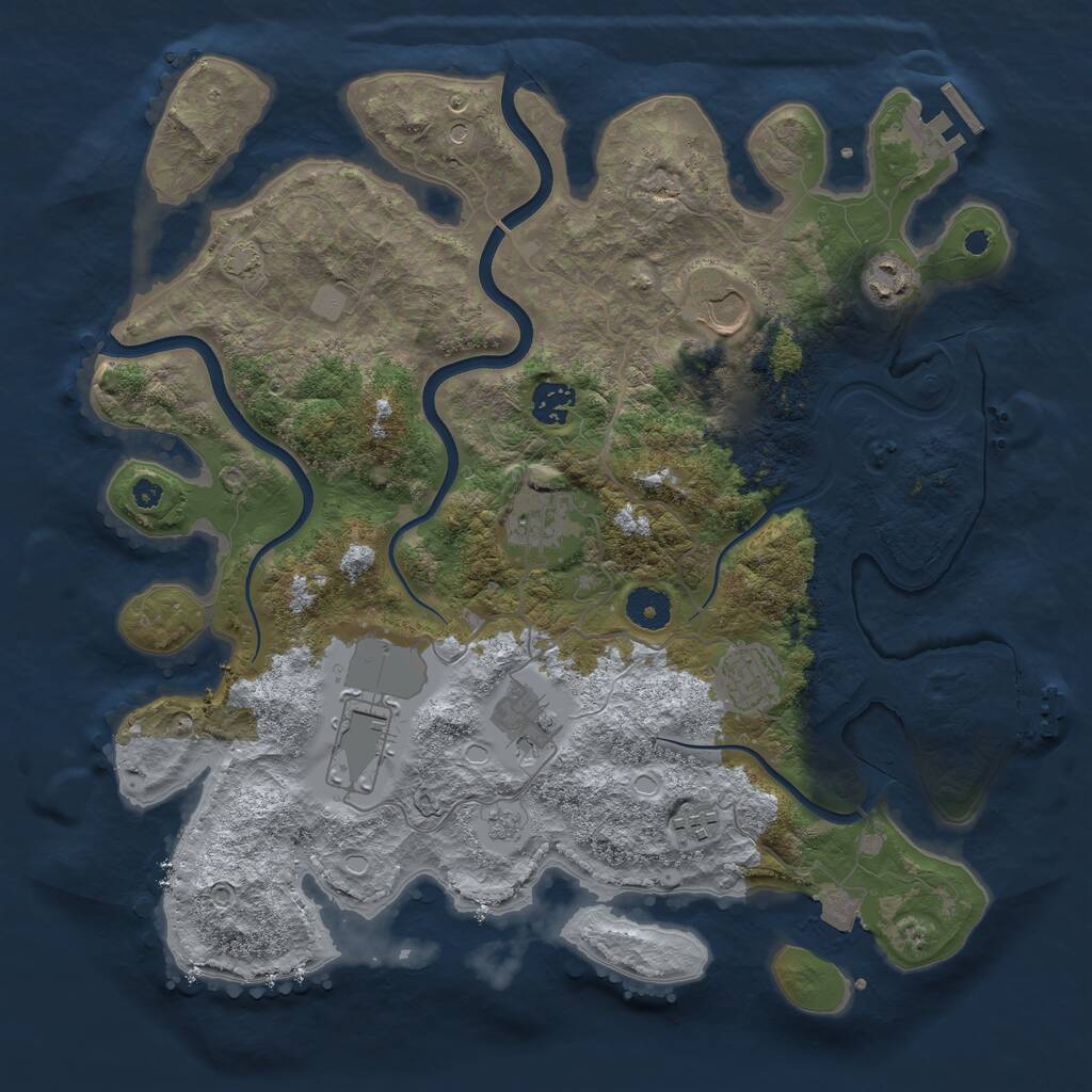 Rust Map: Procedural Map, Size: 3750, Seed: 552095544, 14 Monuments
