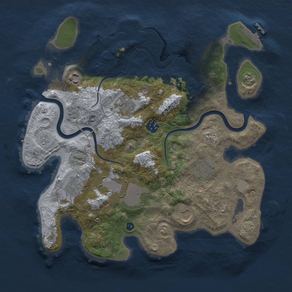 Rust Map: Procedural Map, Size: 3500, Seed: 1234304245, 14 Monuments