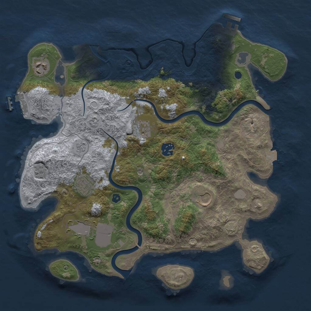 Rust Map: Procedural Map, Size: 3500, Seed: 489643, 13 Monuments