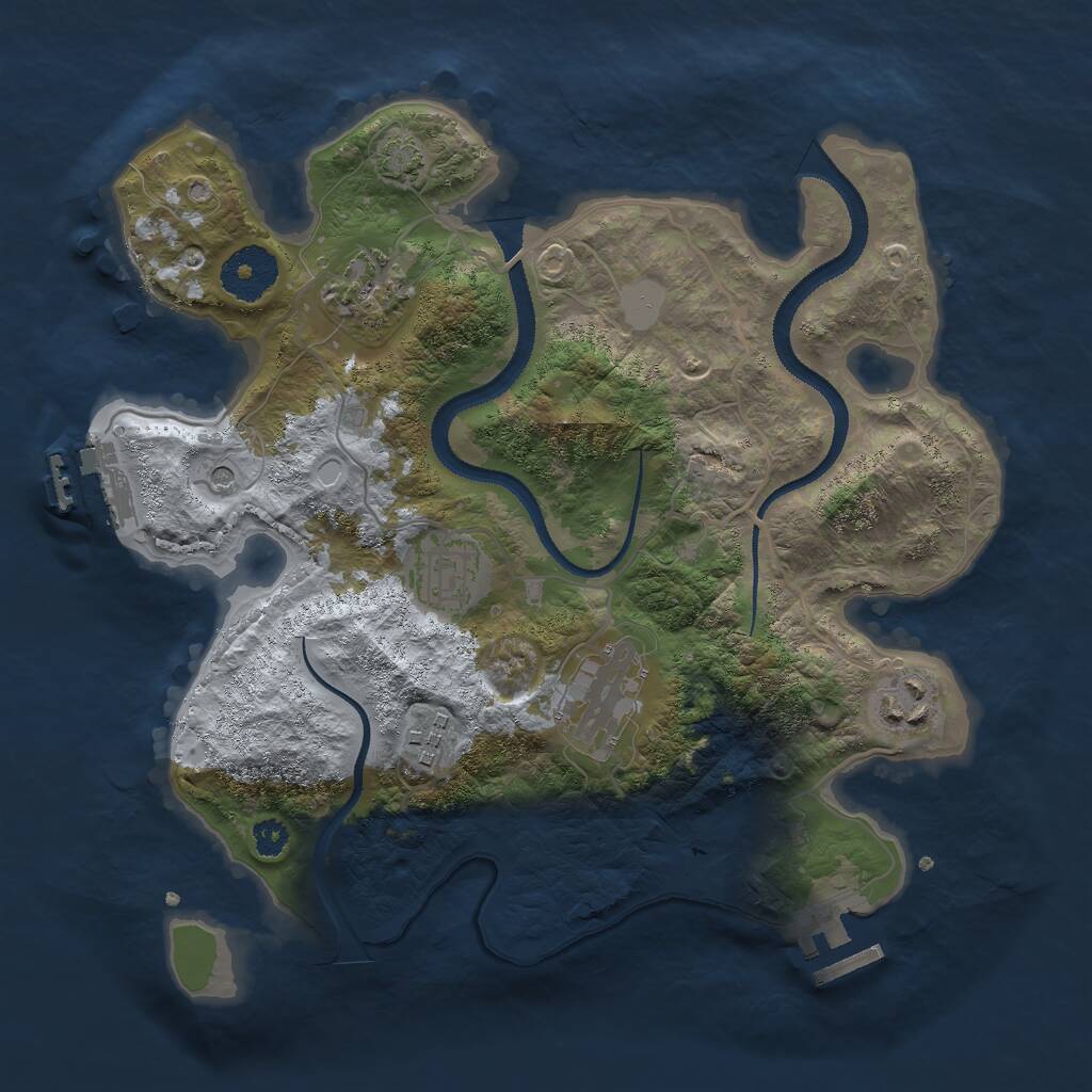 Rust Map: Procedural Map, Size: 3000, Seed: 1639114087, 10 Monuments