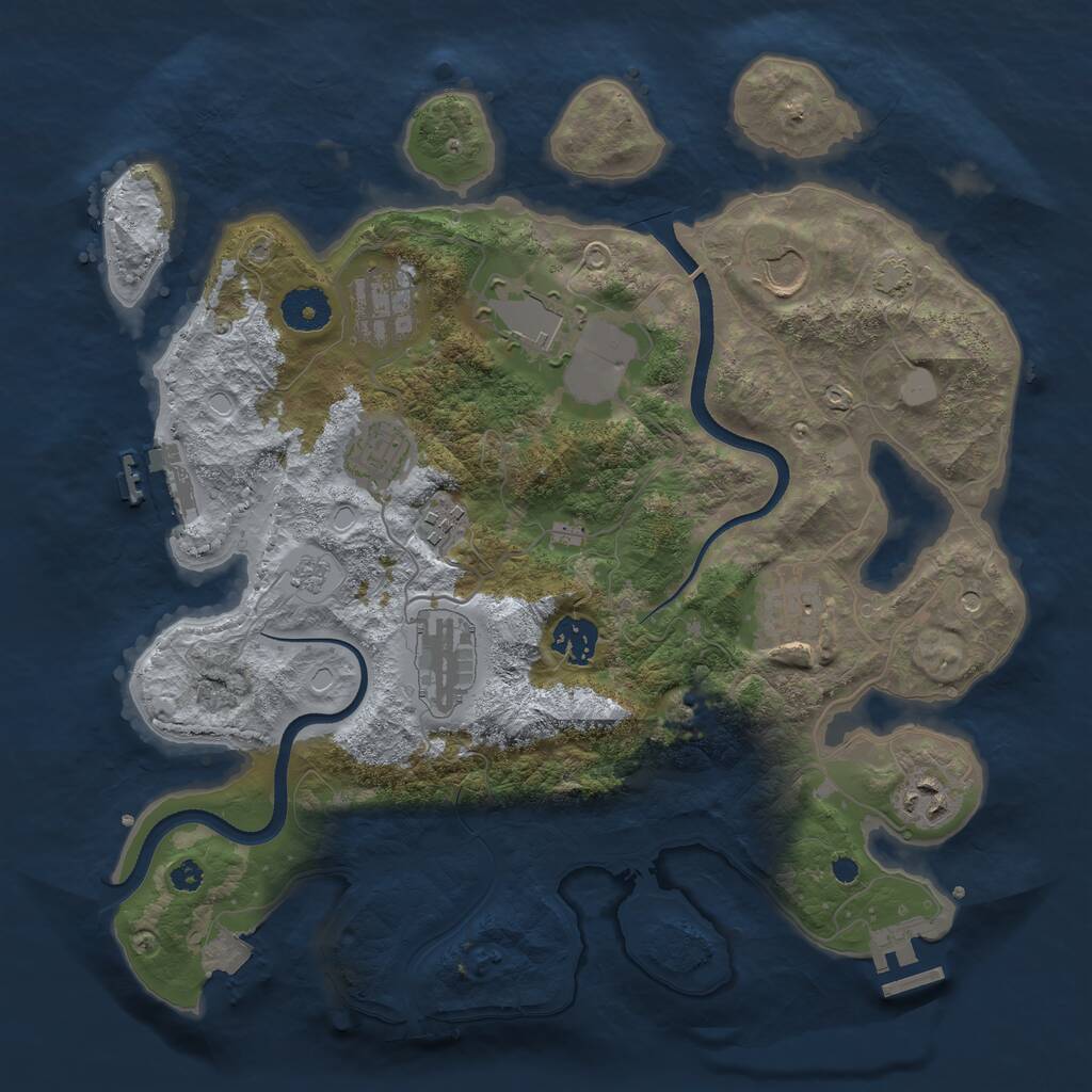 Rust Map: Procedural Map, Size: 3500, Seed: 86452476, 15 Monuments