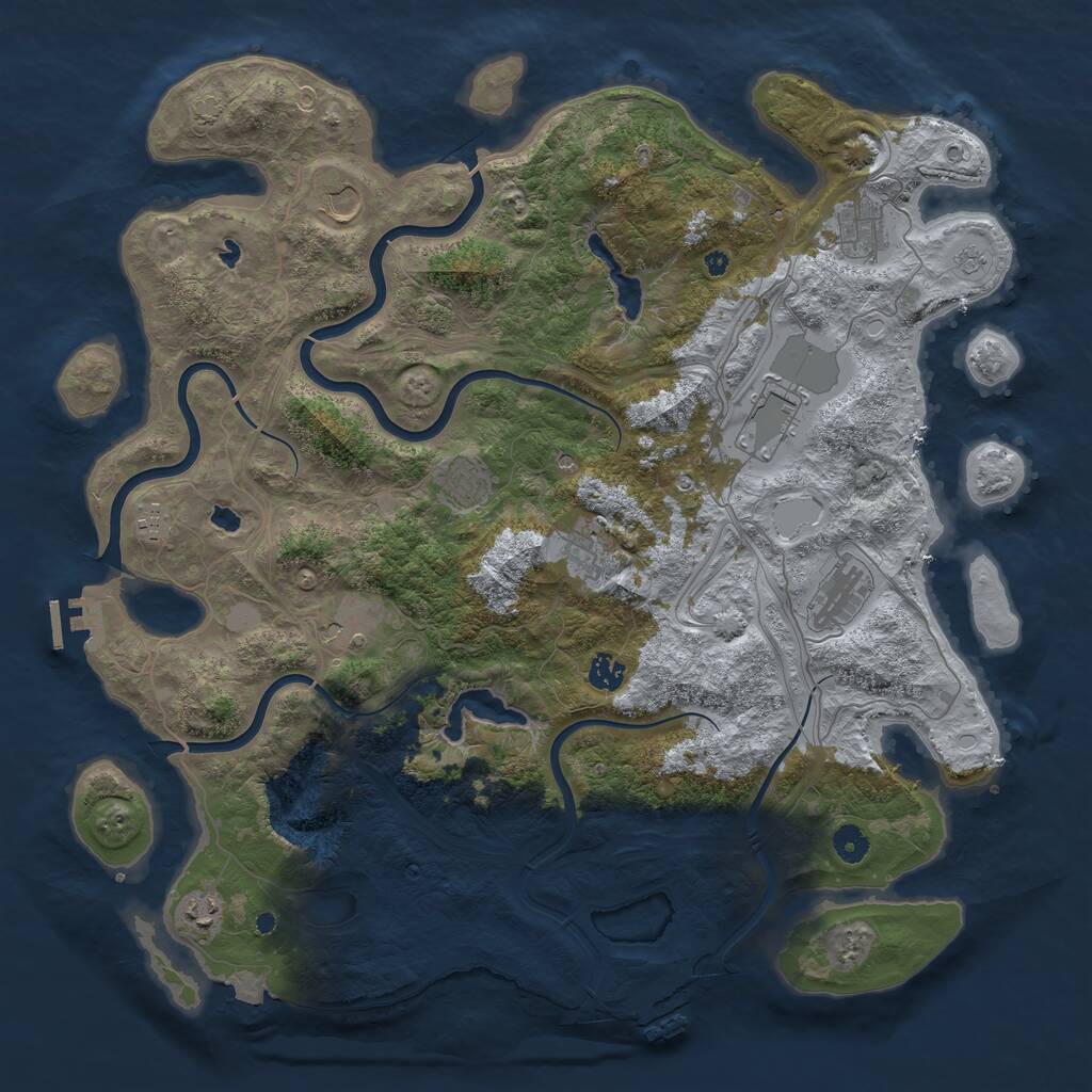 Rust Map: Procedural Map, Size: 4500, Seed: 108070869, 16 Monuments