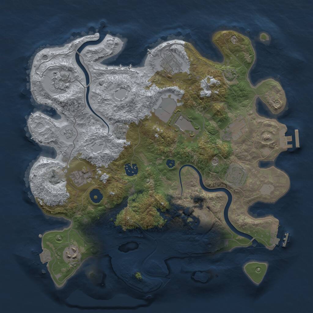 Rust Map: Procedural Map, Size: 3500, Seed: 1297344453, 16 Monuments