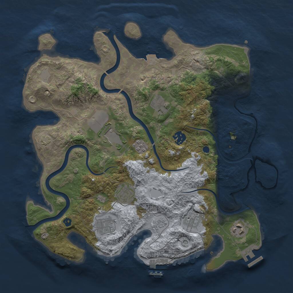 Rust Map: Procedural Map, Size: 3500, Seed: 6731, 14 Monuments