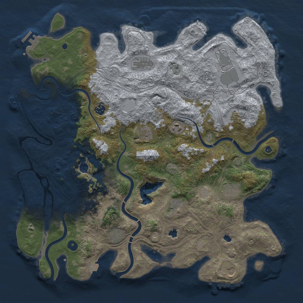 Rust Map: Procedural Map, Size: 4500, Seed: 136578838, 17 Monuments