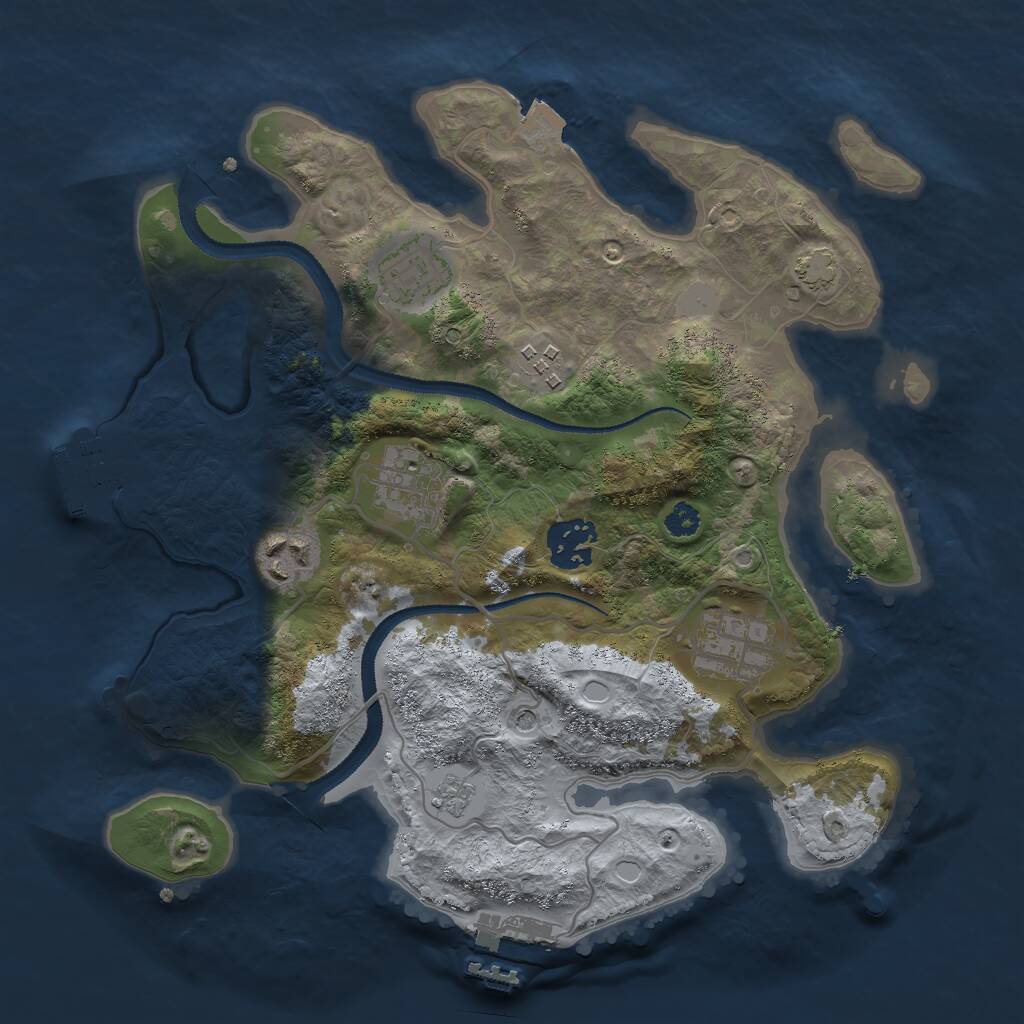 Rust Map: Procedural Map, Size: 3000, Seed: 35989741, 12 Monuments