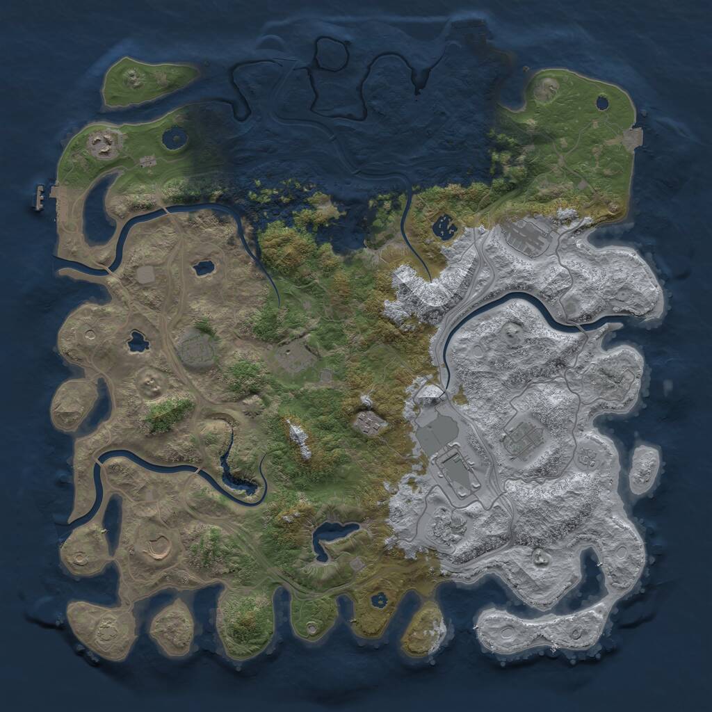 Rust Map: Procedural Map, Size: 4500, Seed: 83666542, 16 Monuments