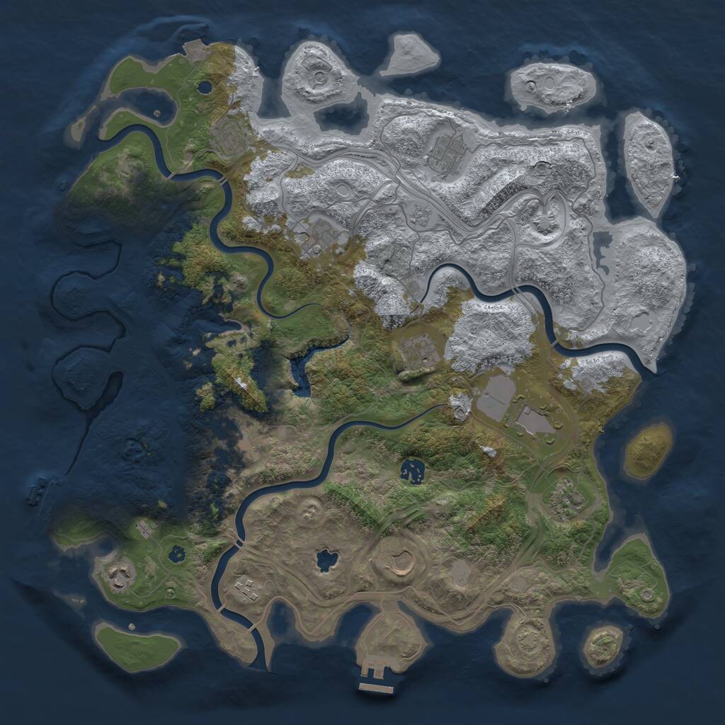 Rust Map: Procedural Map, Size: 4300, Seed: 57306965, 17 Monuments