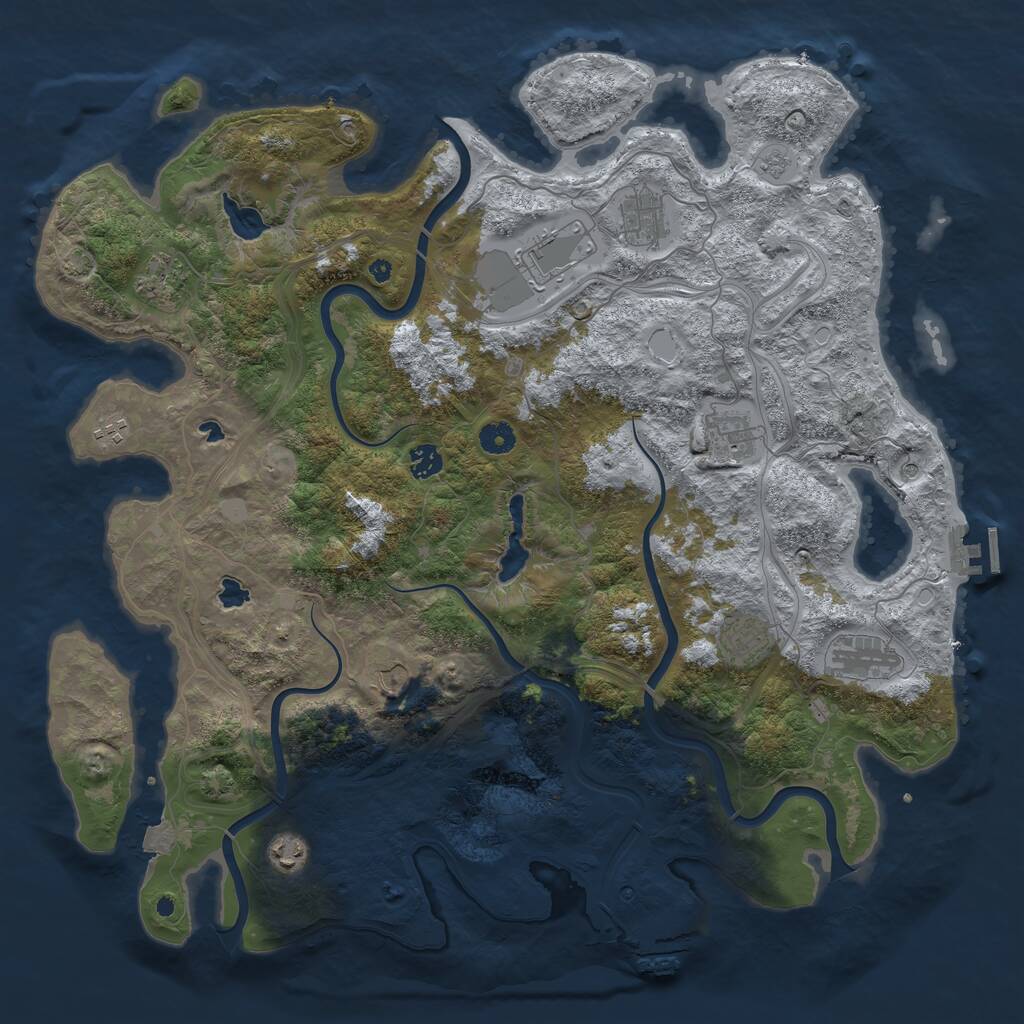 Rust Map: Procedural Map, Size: 4500, Seed: 318113607, 16 Monuments