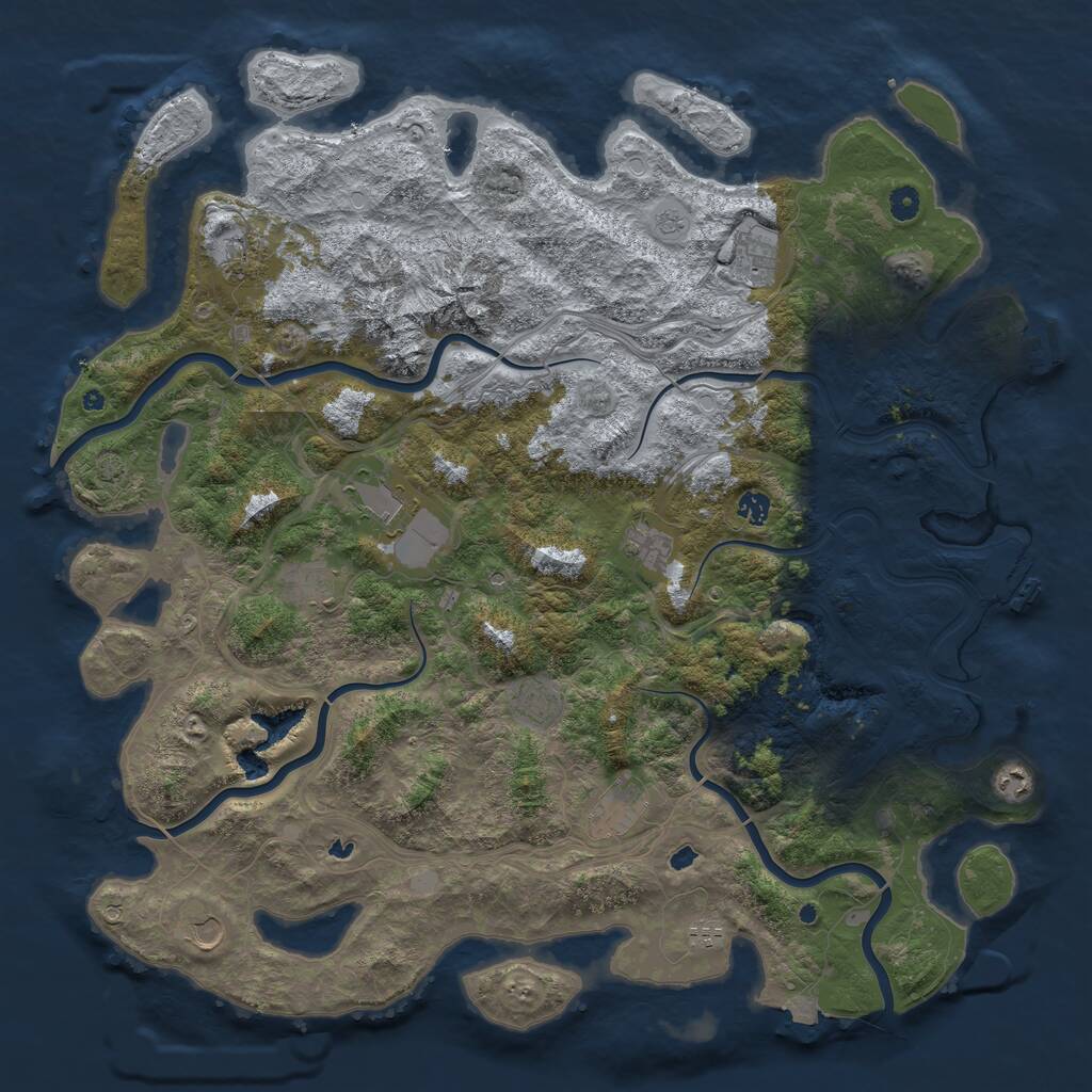 Rust Map: Procedural Map, Size: 5000, Seed: 257111, 17 Monuments