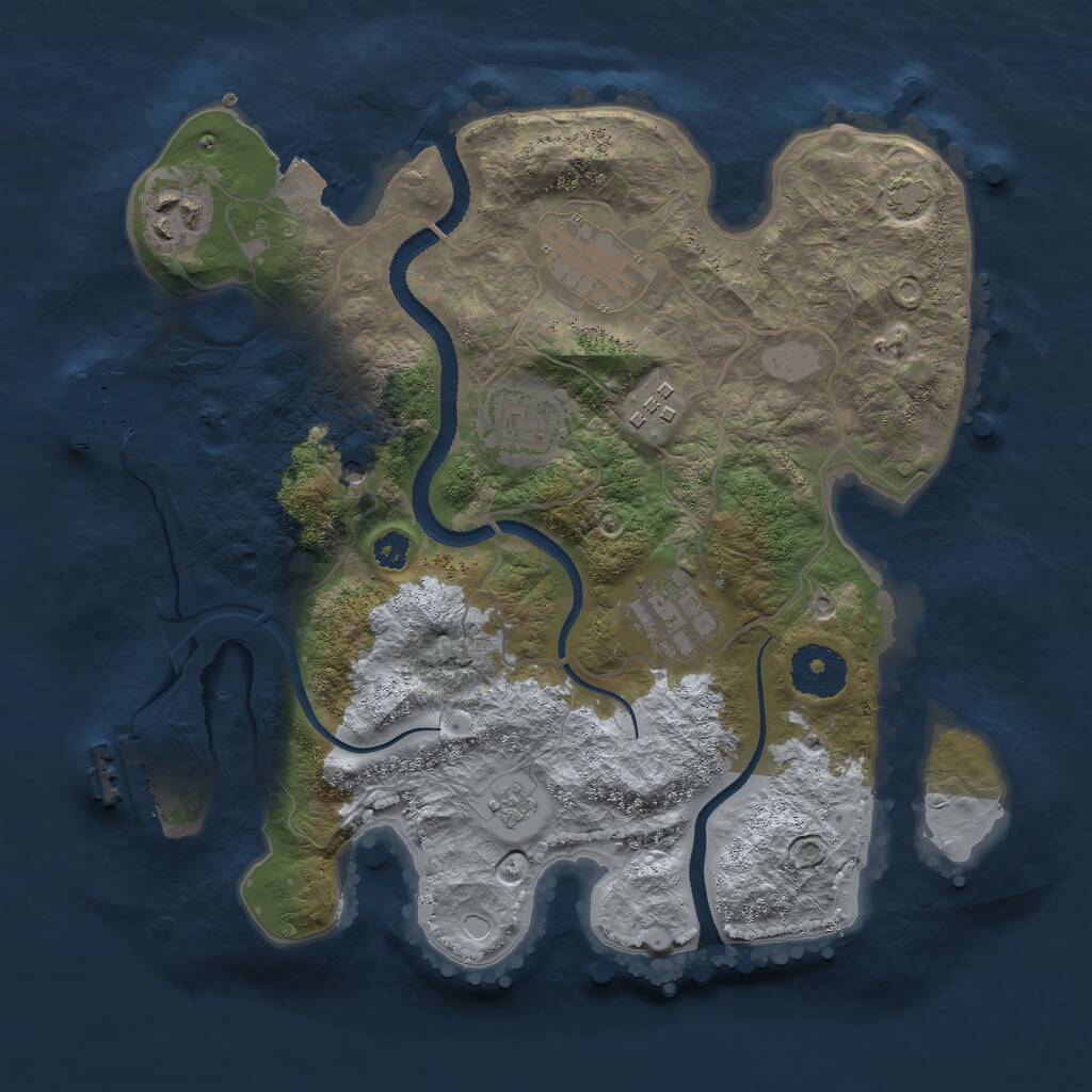 Rust Map: Procedural Map, Size: 3000, Seed: 27777, 11 Monuments
