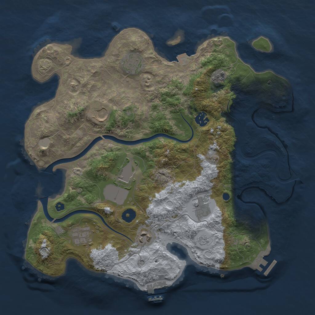 Rust Map: Procedural Map, Size: 3500, Seed: 597342, 14 Monuments