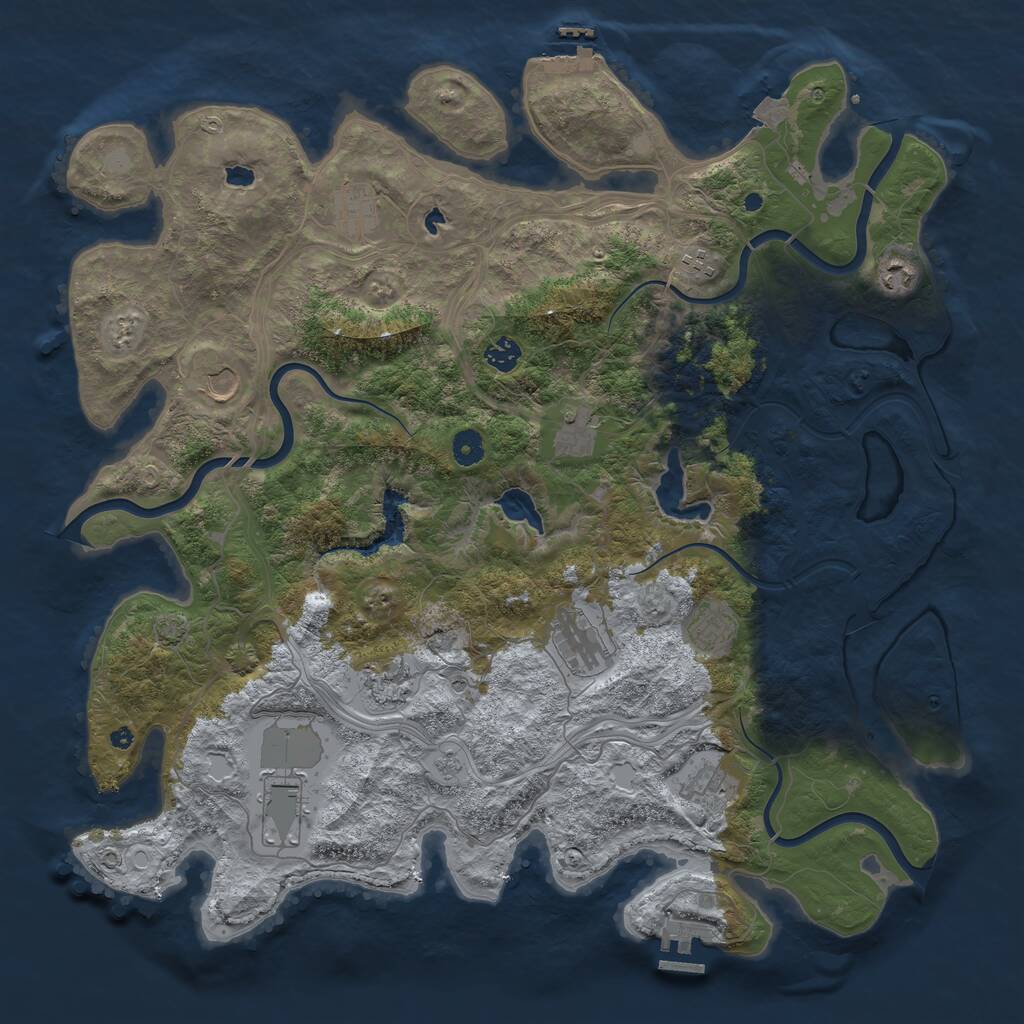 Rust Map: Procedural Map, Size: 4500, Seed: 1092650872, 17 Monuments