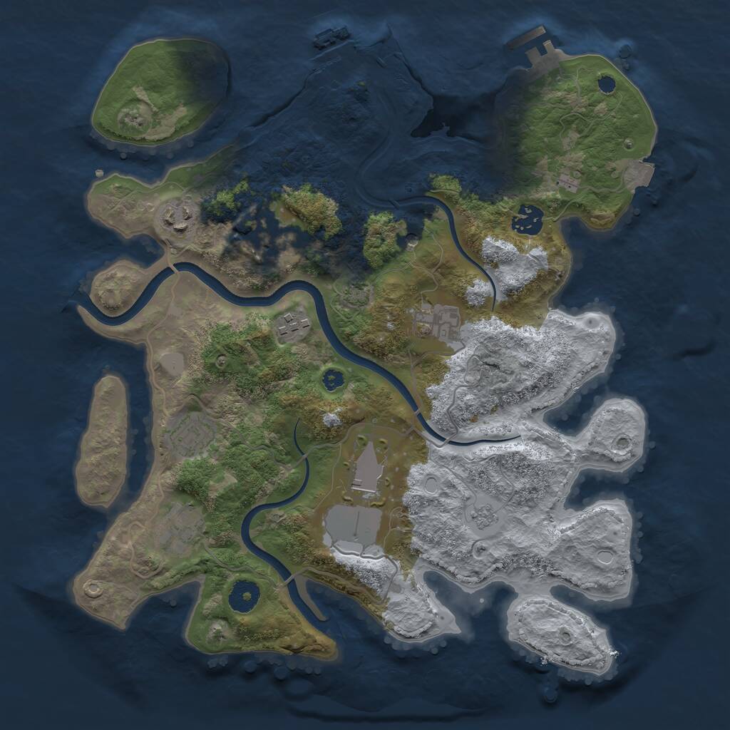 Rust Map: Procedural Map, Size: 3500, Seed: 874683, 14 Monuments