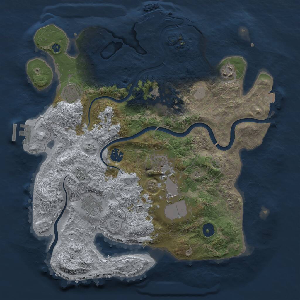 Rust Map: Procedural Map, Size: 3500, Seed: 1009848838, 14 Monuments