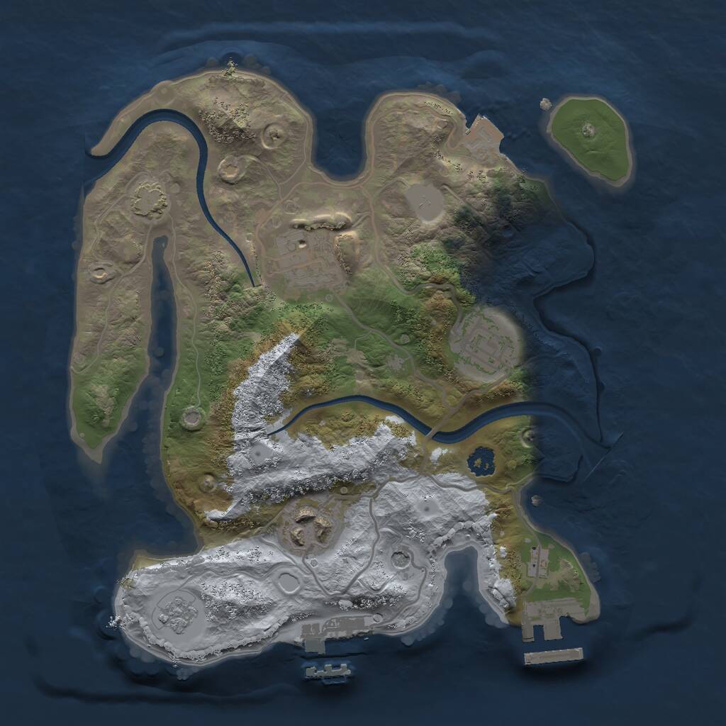 Rust Map: Procedural Map, Size: 2500, Seed: 1833239979, 9 Monuments