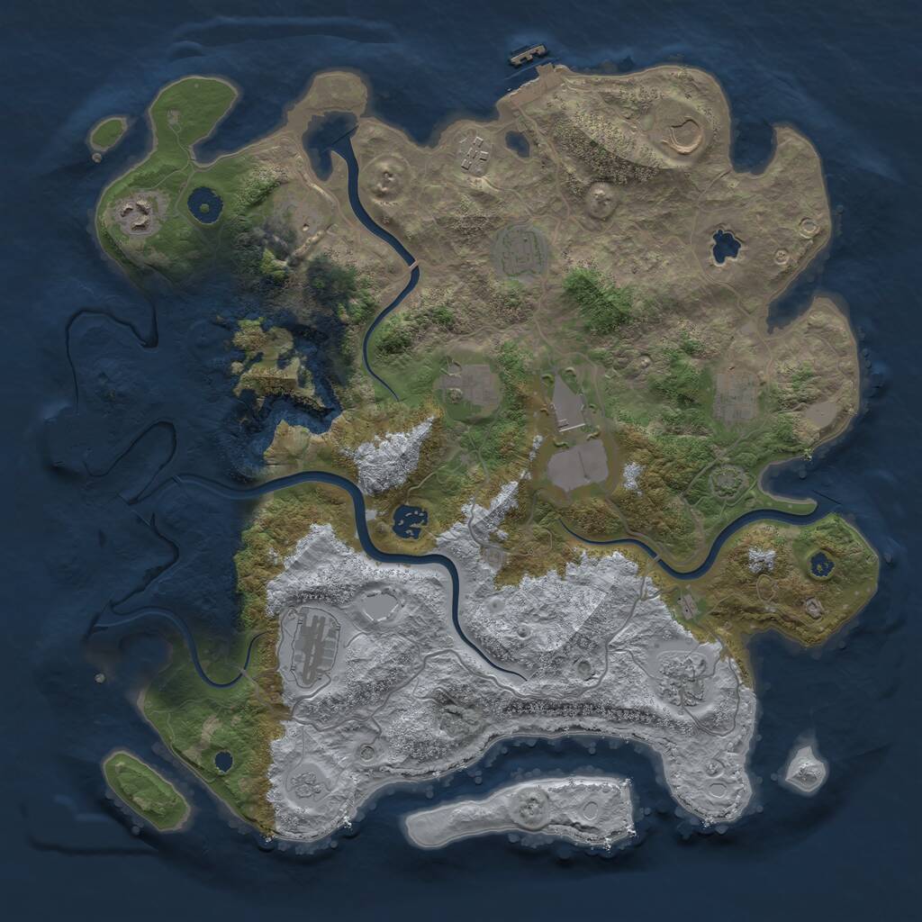 Rust Map: Procedural Map, Size: 4000, Seed: 985736615, 17 Monuments