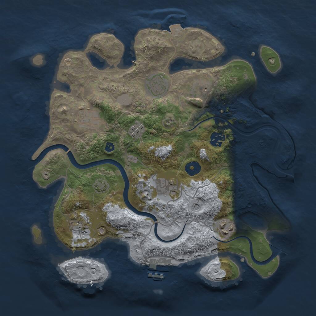 Rust Map: Procedural Map, Size: 3200, Seed: 577168810, 12 Monuments