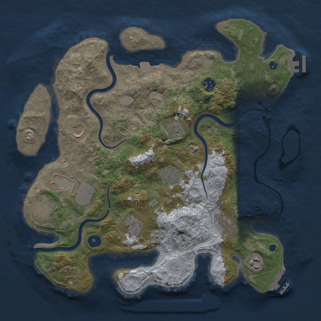 Rust Map: Procedural Map, Size: 3800, Seed: 12657852, 16 Monuments