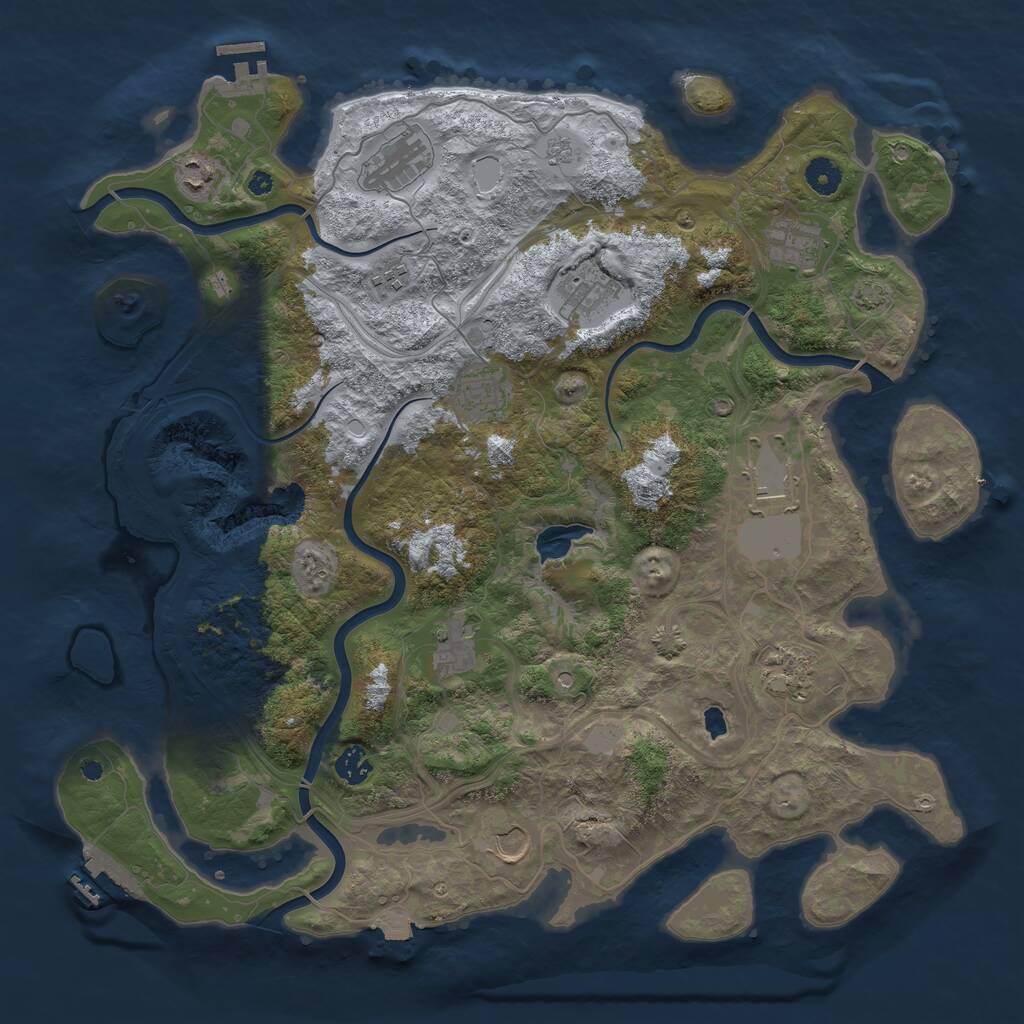 Rust Map: Procedural Map, Size: 4250, Seed: 827800902, 17 Monuments