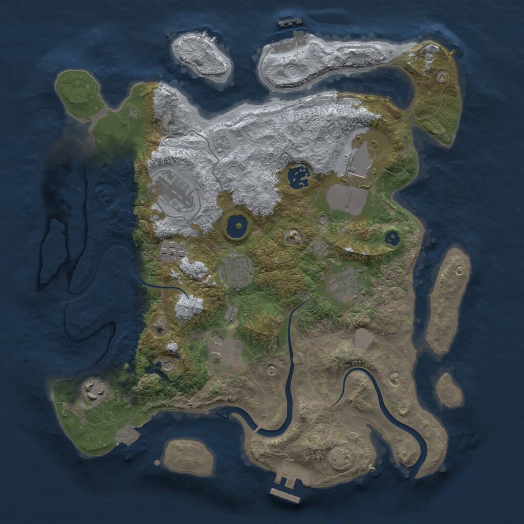 Rust Map: Procedural Map, Size: 3500, Seed: 44539364, 14 Monuments
