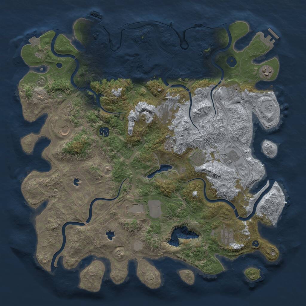 Rust Map: Procedural Map, Size: 4500, Seed: 649000, 16 Monuments