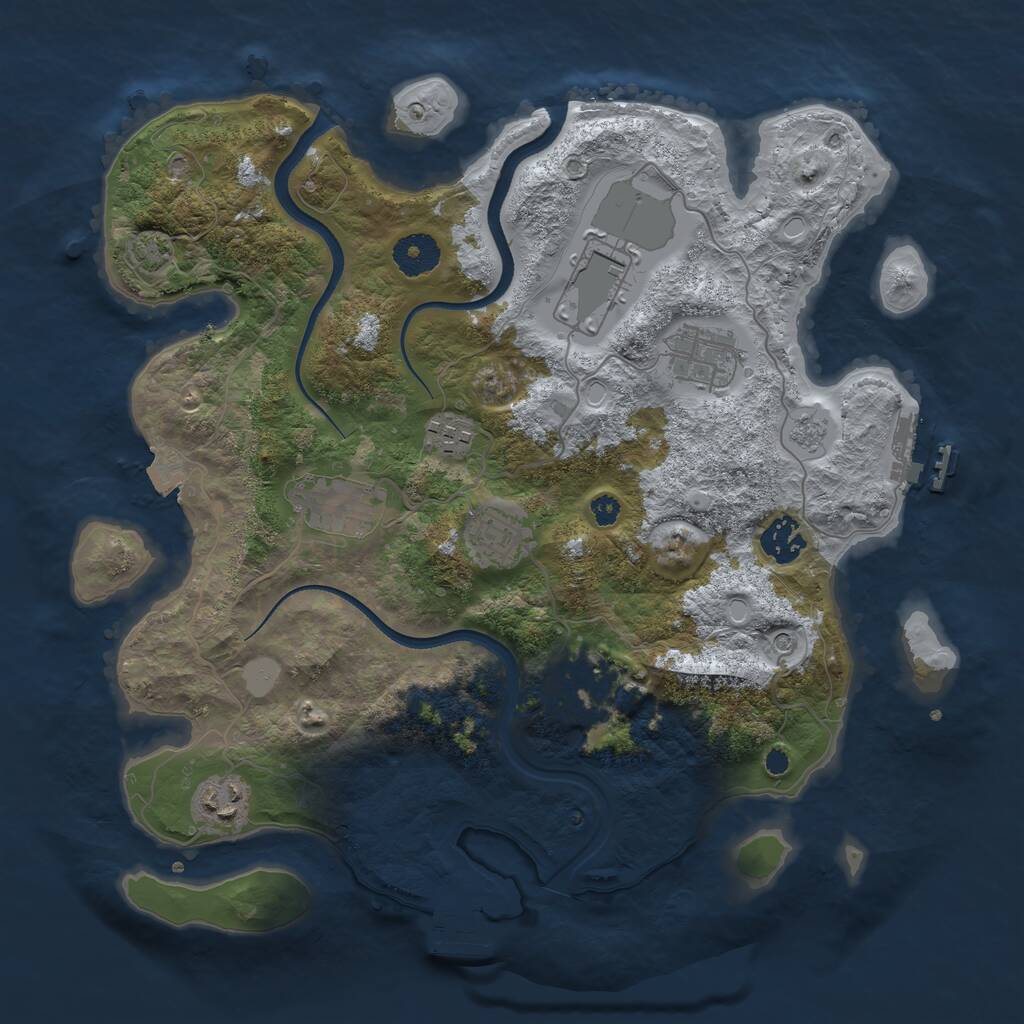 Rust Map: Procedural Map, Size: 3500, Seed: 17770853, 14 Monuments