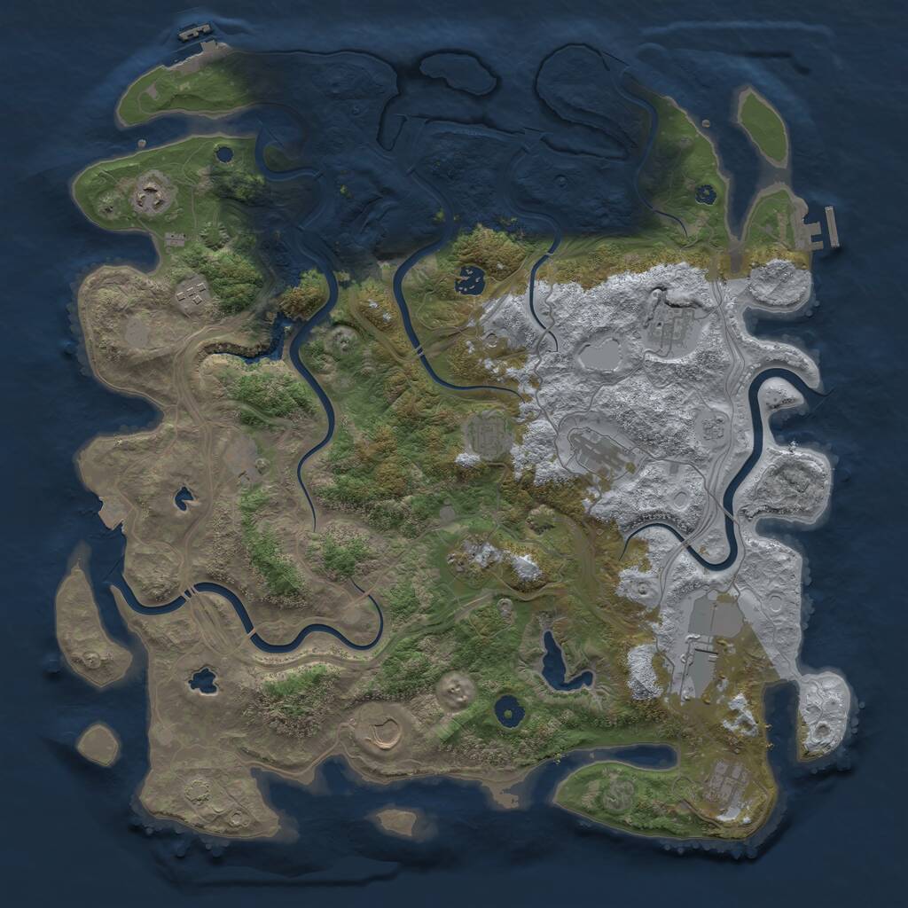 Rust Map: Procedural Map, Size: 4500, Seed: 424214483, 17 Monuments