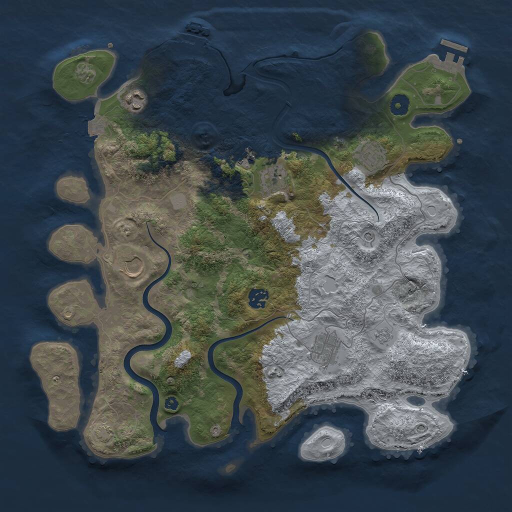 Rust Map: Procedural Map, Size: 3750, Seed: 17928245, 13 Monuments