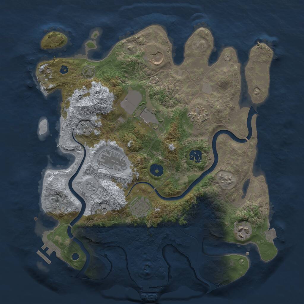 Rust Map: Procedural Map, Size: 3500, Seed: 496874254, 14 Monuments