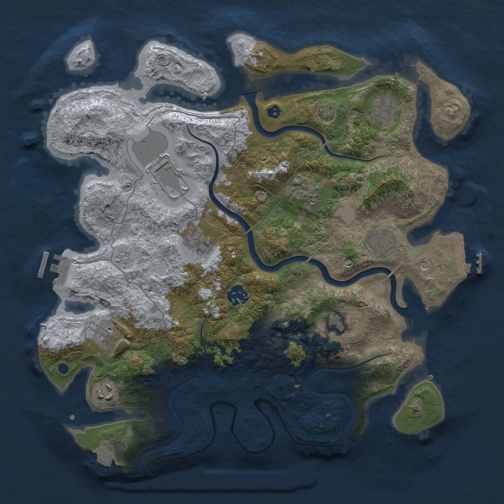 Rust Map: Procedural Map, Size: 3800, Seed: 213199029, 16 Monuments