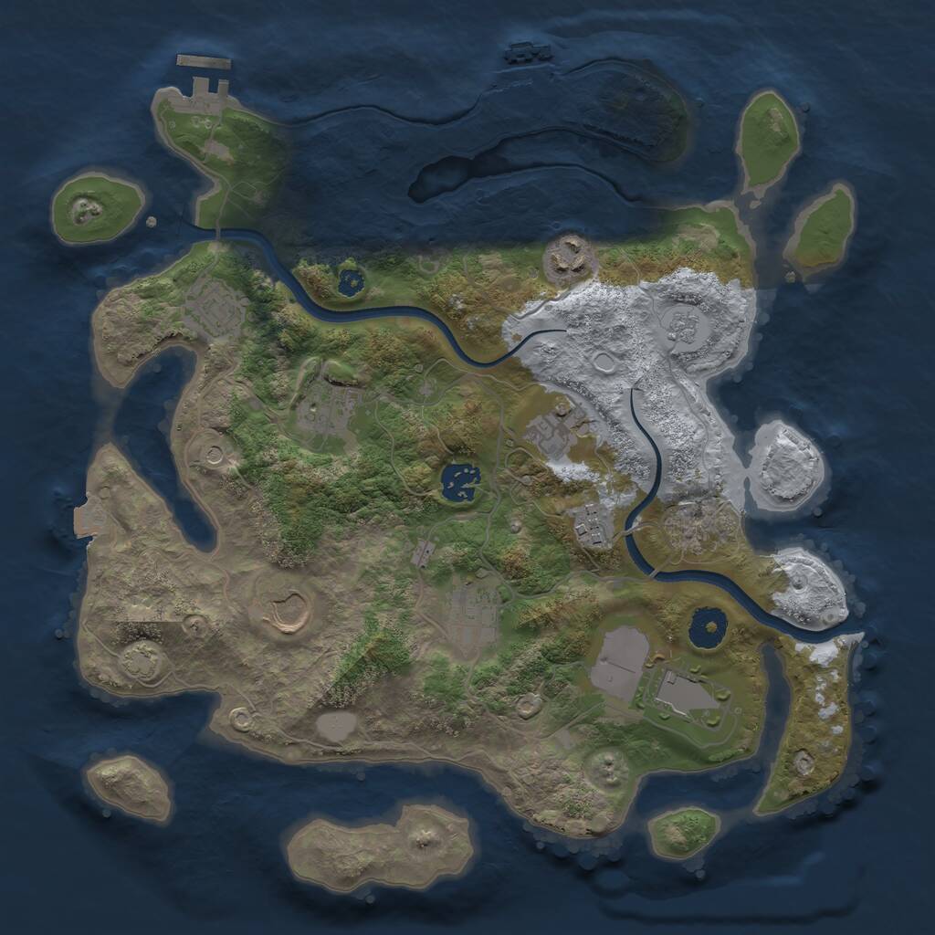 Rust Map: Procedural Map, Size: 3500, Seed: 775202764, 15 Monuments