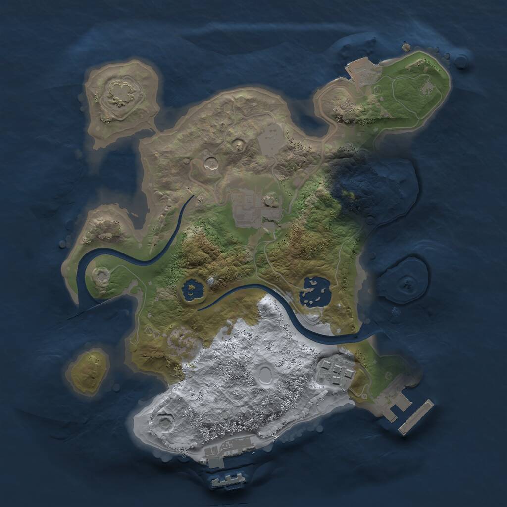 Rust Map: Procedural Map, Size: 2340, Seed: 1041698466, 8 Monuments
