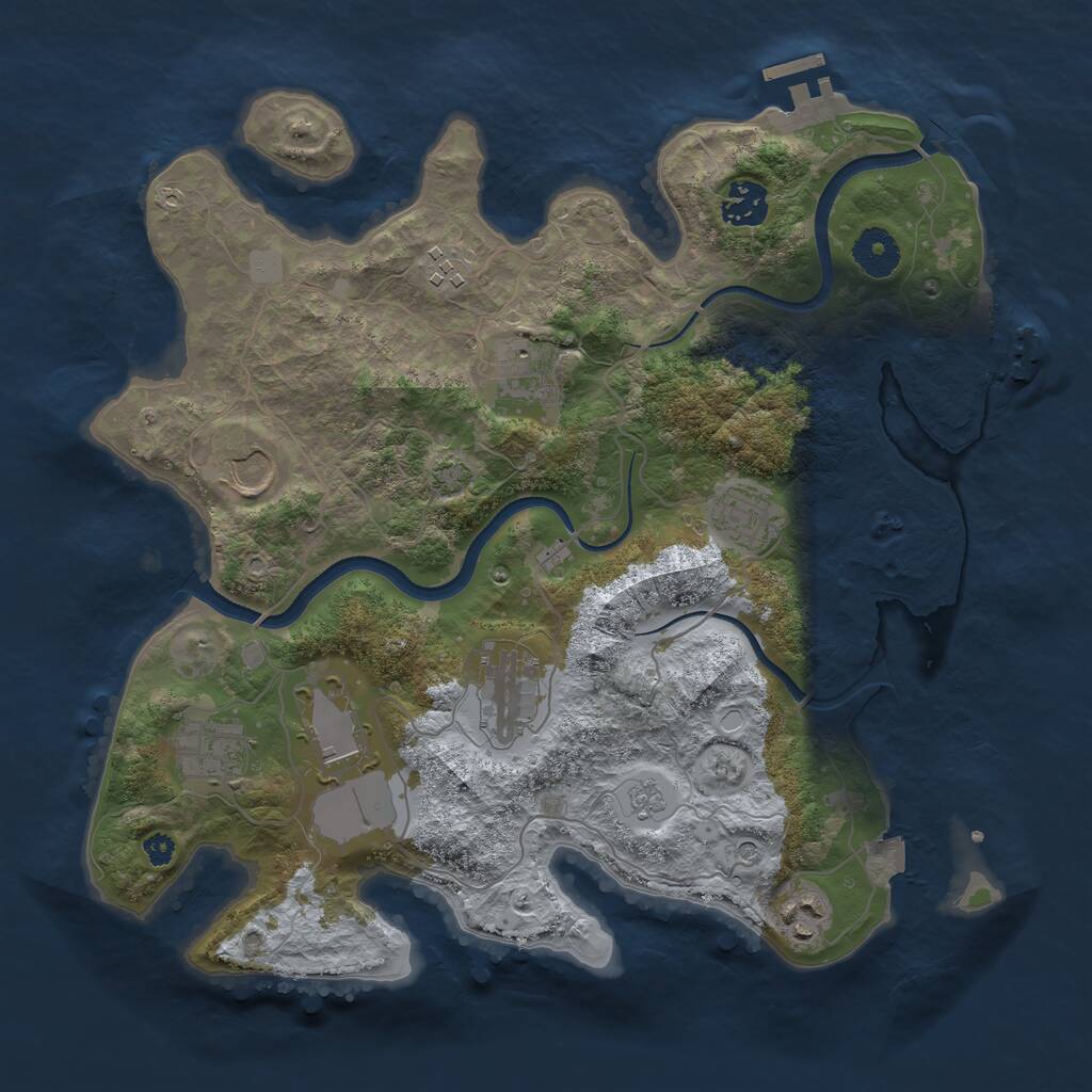 Rust Map: Procedural Map, Size: 3500, Seed: 331675416, 15 Monuments