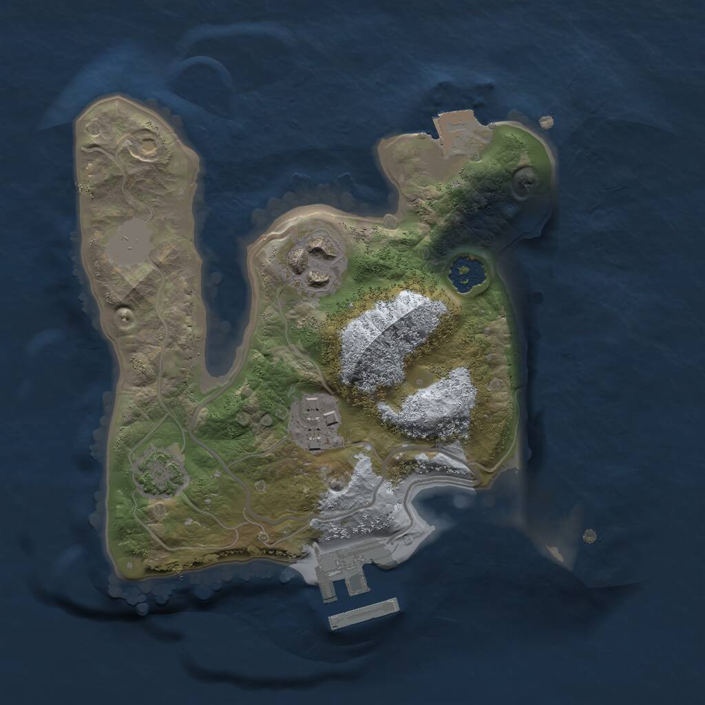 Rust Map: Procedural Map, Size: 2000, Seed: 1384275530, 5 Monuments
