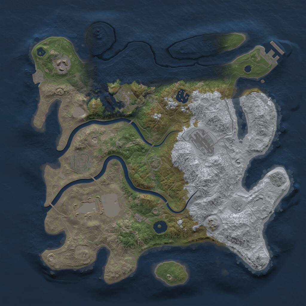 Rust Map: Procedural Map, Size: 3500, Seed: 57276452, 12 Monuments