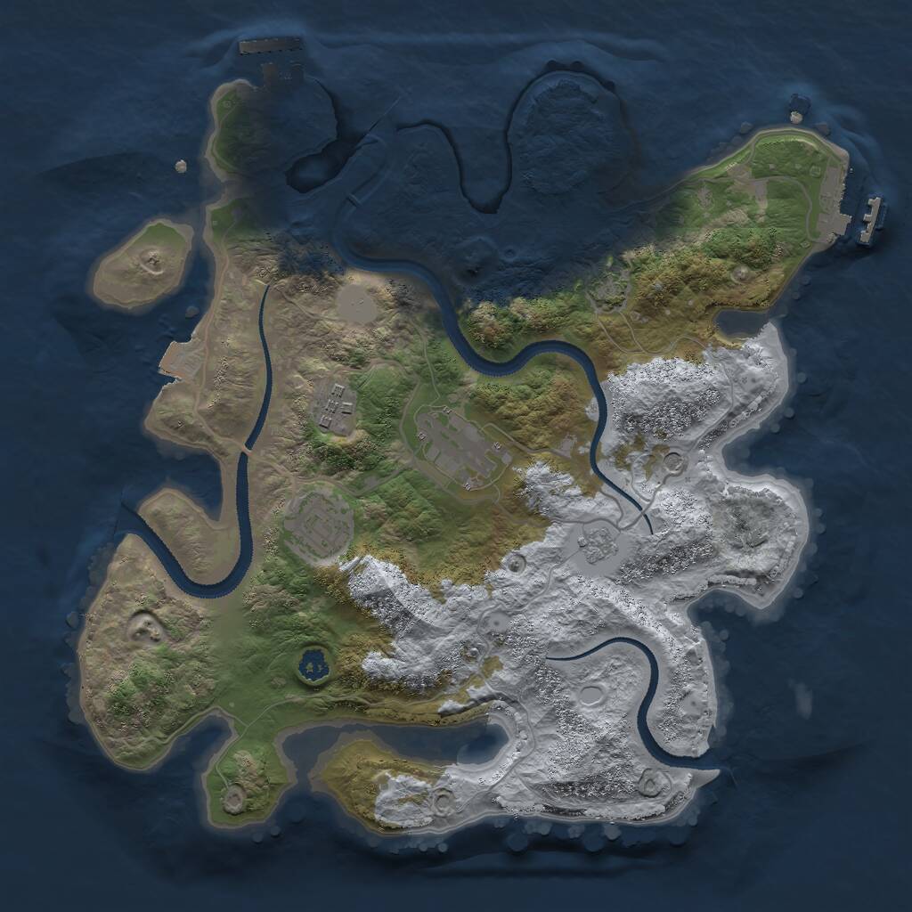 Rust Map: Procedural Map, Size: 3000, Seed: 17375, 9 Monuments