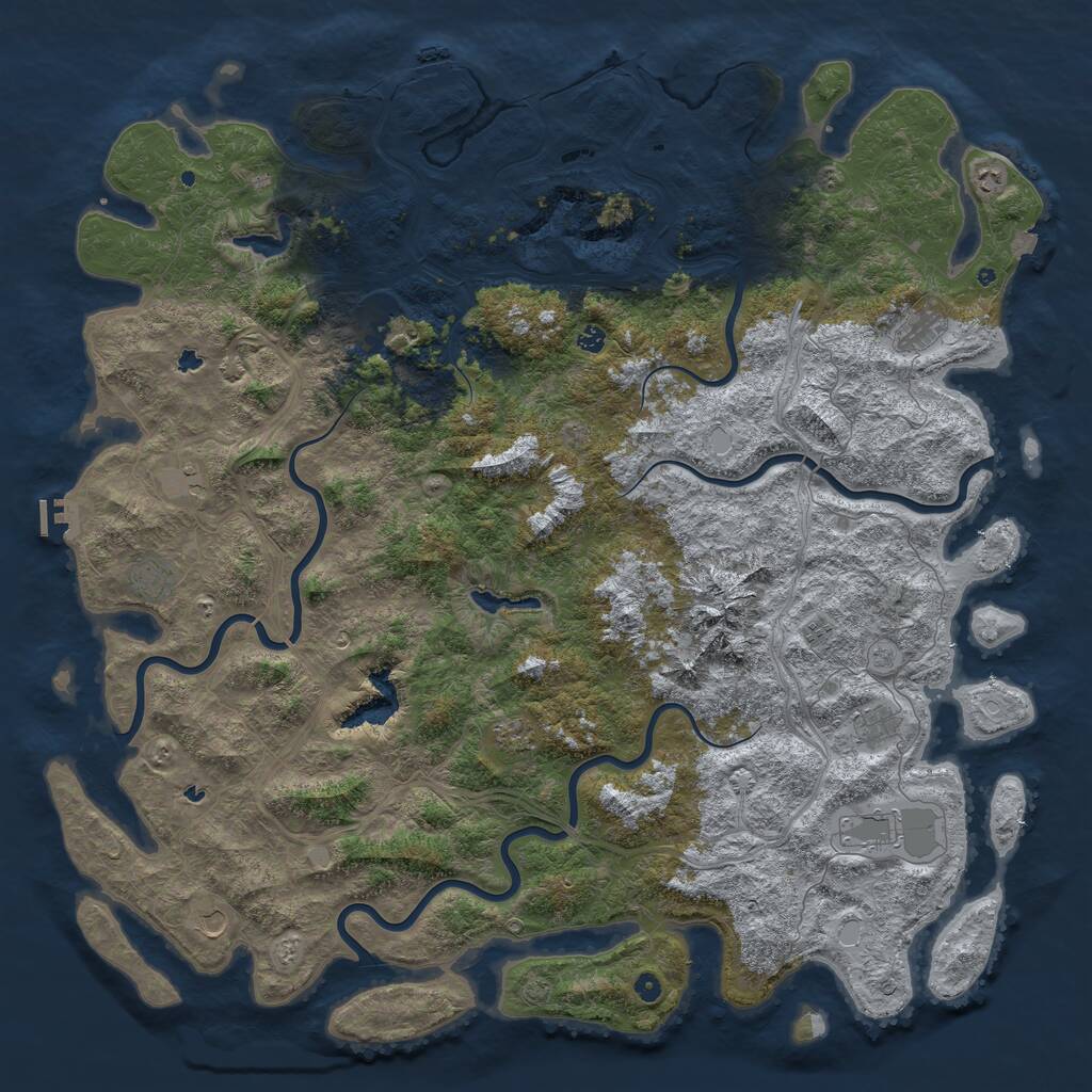 Rust Map: Procedural Map, Size: 6000, Seed: 1466780697, 17 Monuments
