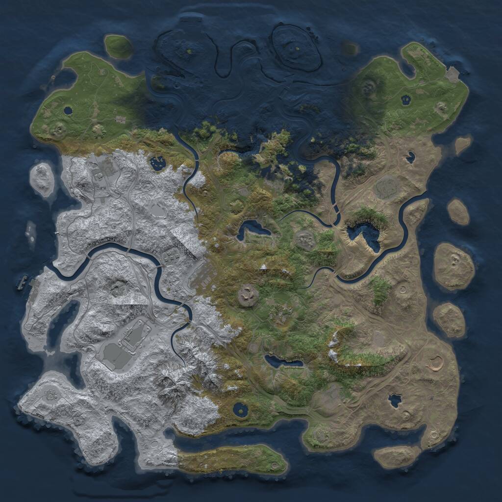 Rust Map: Procedural Map, Size: 5000, Seed: 35901, 17 Monuments